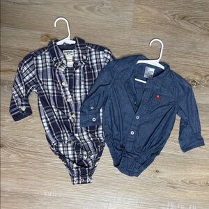 OshKosh B'gosh & Baby Bum BUNDLE Blue Plaid and Denim Onsie Set